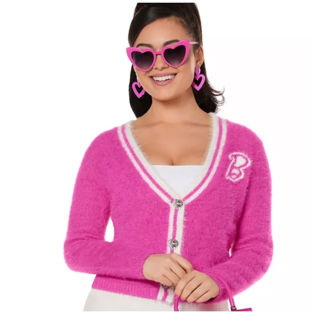 Barbie Vibrant Pink Fuzzy Cardigan